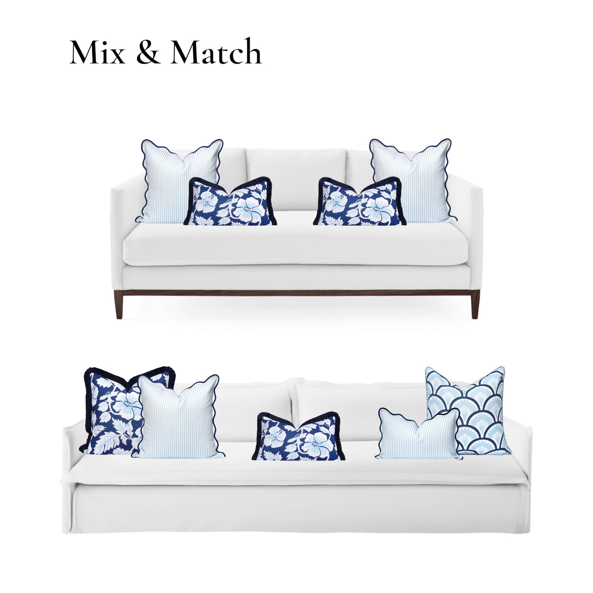 Navy Greek Key Outdoor Lumbar Pillow Cover, 12x20