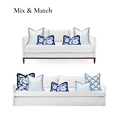 Navy Greek Key Outdoor Lumbar Pillow Cover, 12x20