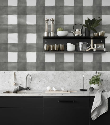 Blue Gingham Peel and Stick Wallpaper