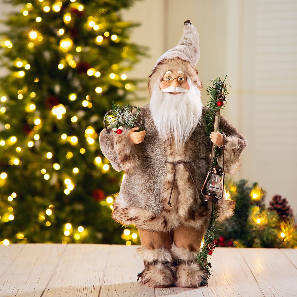 Blue Velvet Santa Figurine, 18 Inch
