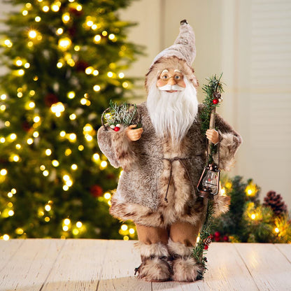 Blue Velvet Santa Figurine, 18 Inch