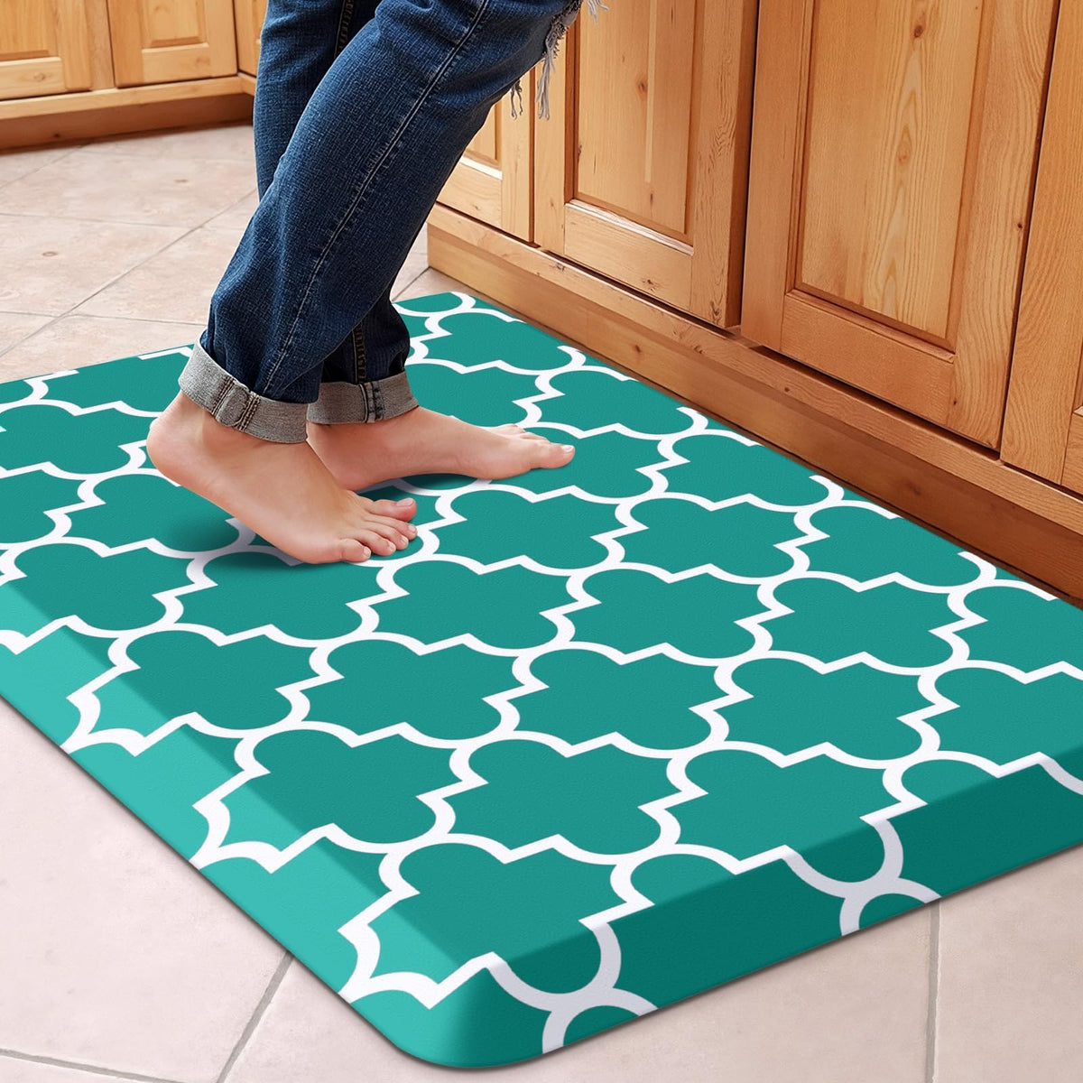 Blue Cushioned Anti-Fatigue Kitchen Mat