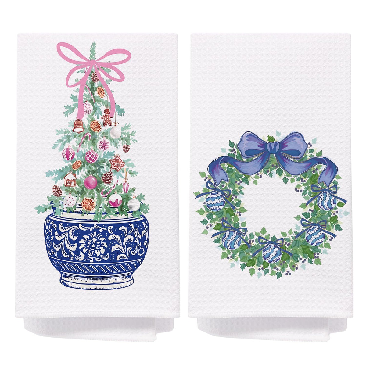 Chinoiserie Christmas Kitchen Hand Towels, 16x24 Inch