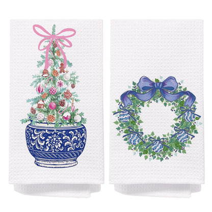 Chinoiserie Christmas Kitchen Hand Towels, 16x24 Inch
