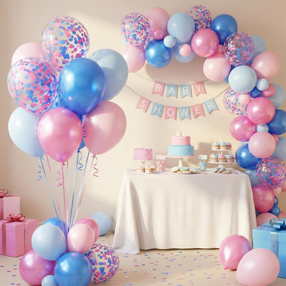 Royal Blue and White Confetti Balloons, 50 Pack
