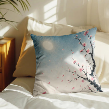 Blue Chinoiserie Bird and Peony Pillow Cover, 18x18