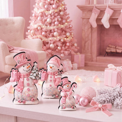 Chinoiserie Wooden Snowmen, Set of 3