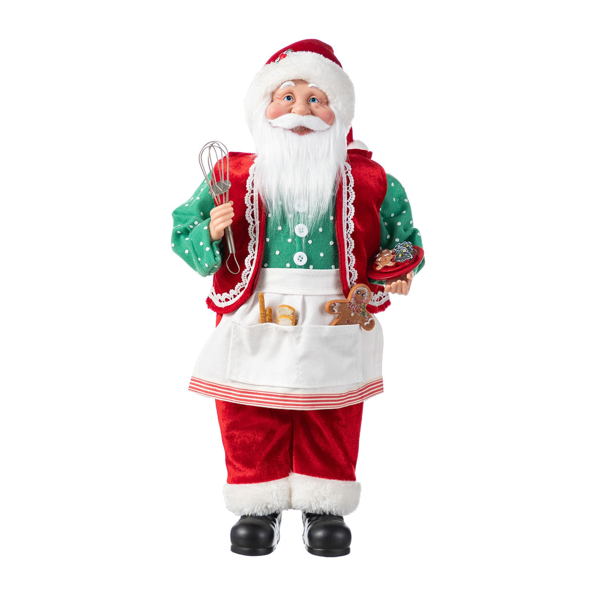 Blue Velvet Santa Figurine, 18 Inch