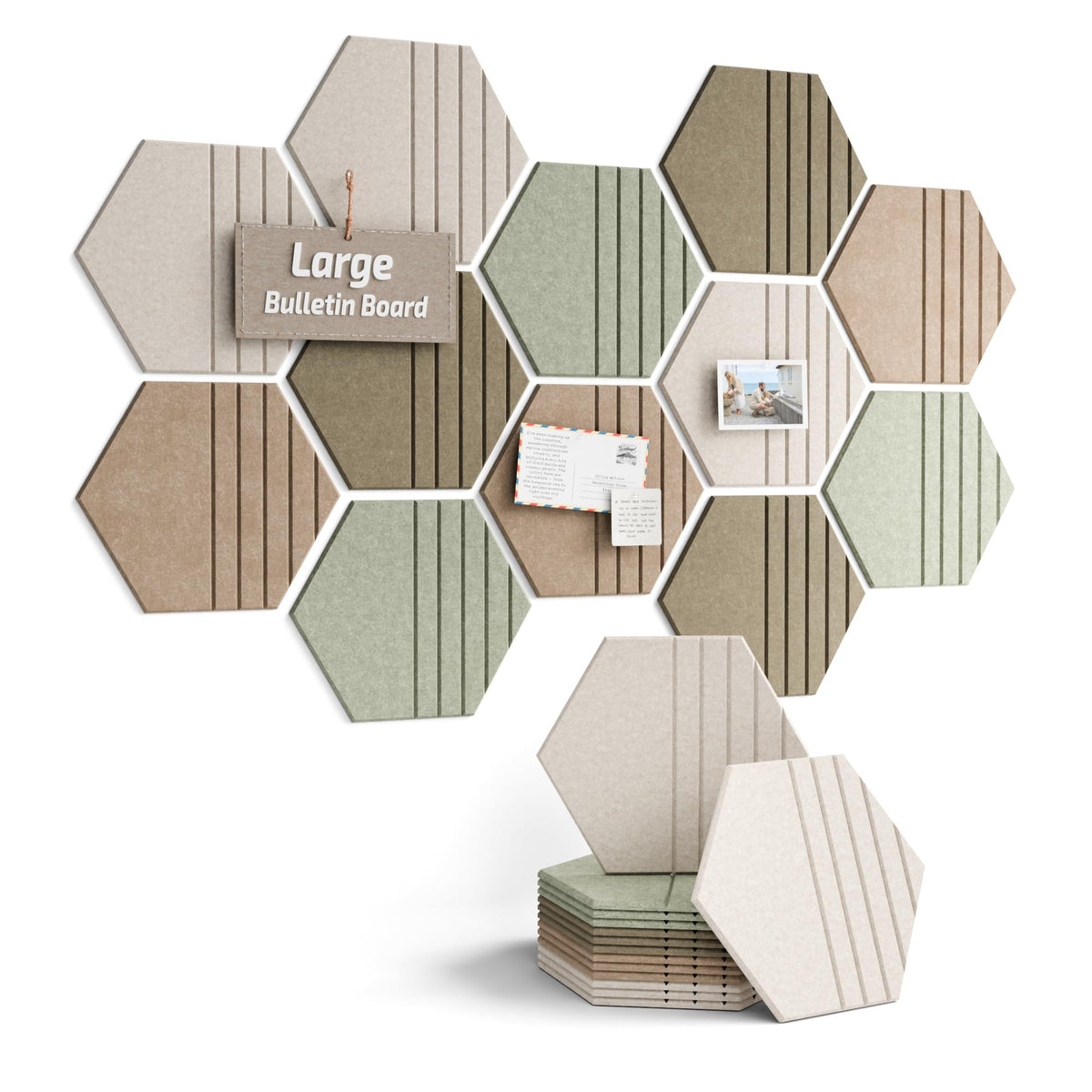 Blue Hexagon Felt Pin Board Tiles, 12 Pack