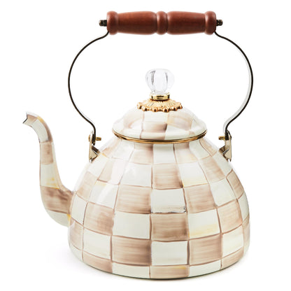 MacKenzie-Childs Enamel Tea Kettle, Royal Check