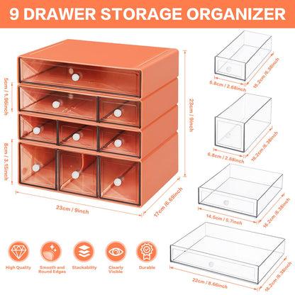 Blue 9-Drawer Desktop Storage Organizer