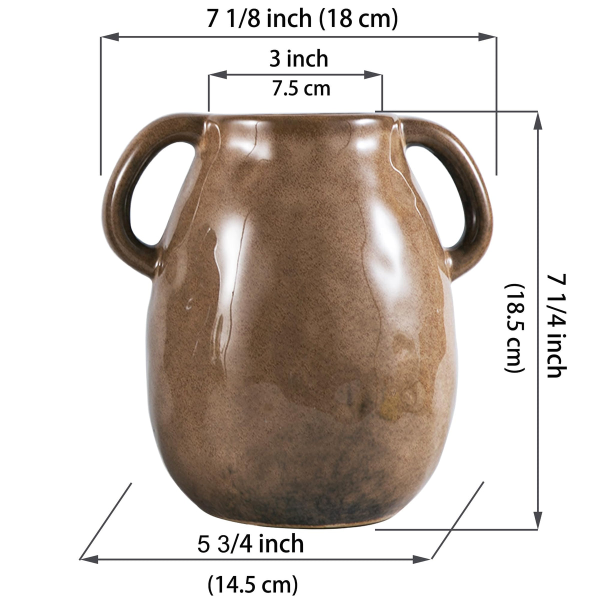 Blue Ceramic Vase with Two Handles