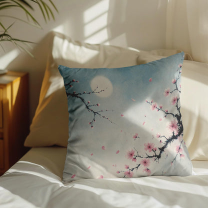 Blue Chinoiserie Bird and Peony Pillow Cover, 18x18