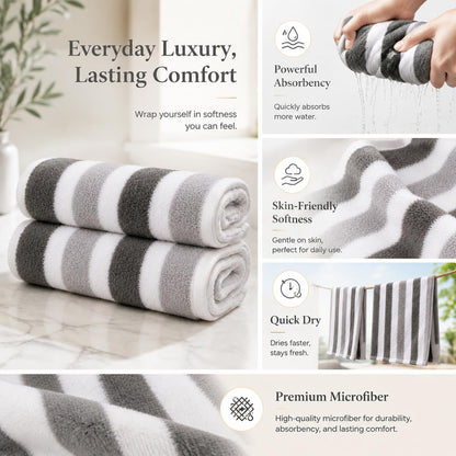 Striped Bath Towel Set, 8 Piece
