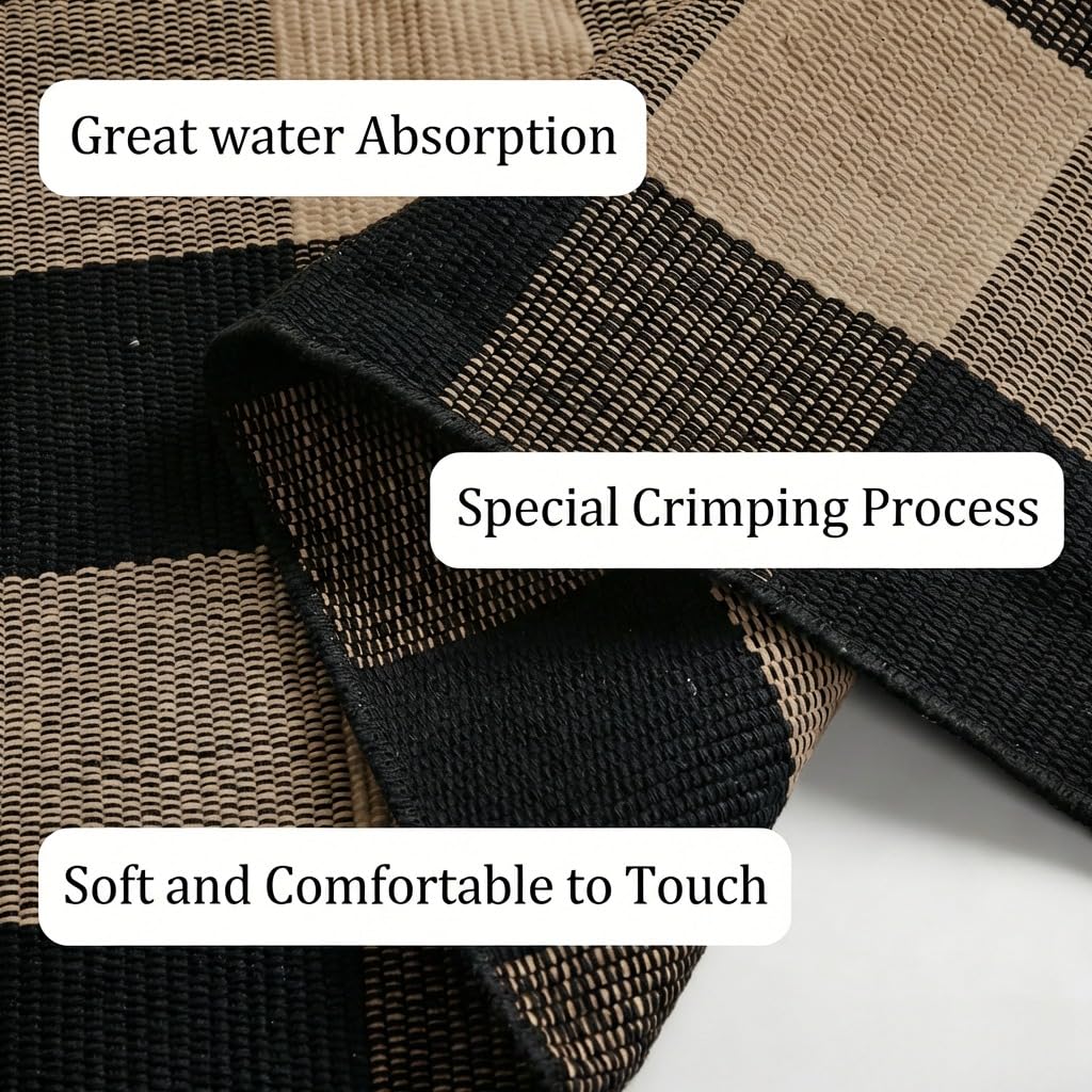 Blue Buffalo Plaid Outdoor Rug, 27.5x43