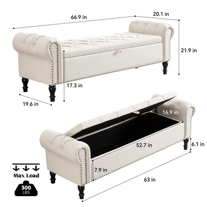 Navy Velvet Tufted Storage Bench