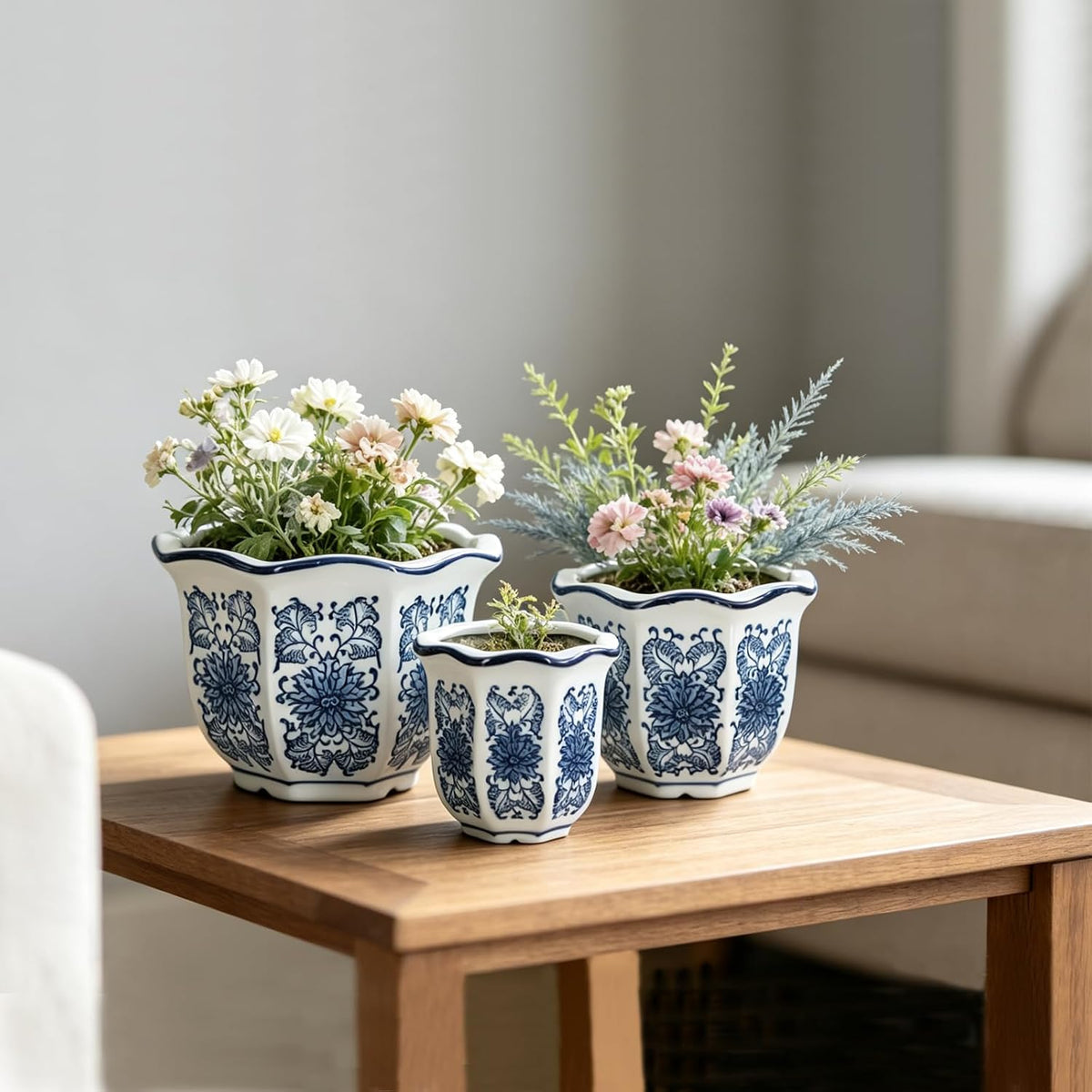 HakkaGirl Blue and White Chinoiserie Planters