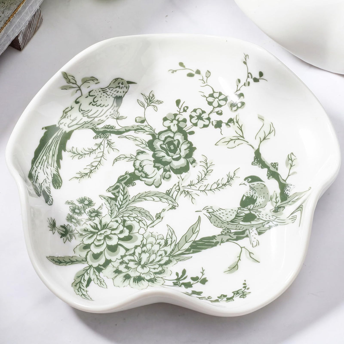 Chinoiserie Ceramic Bird Spoon Rest, Blue and White