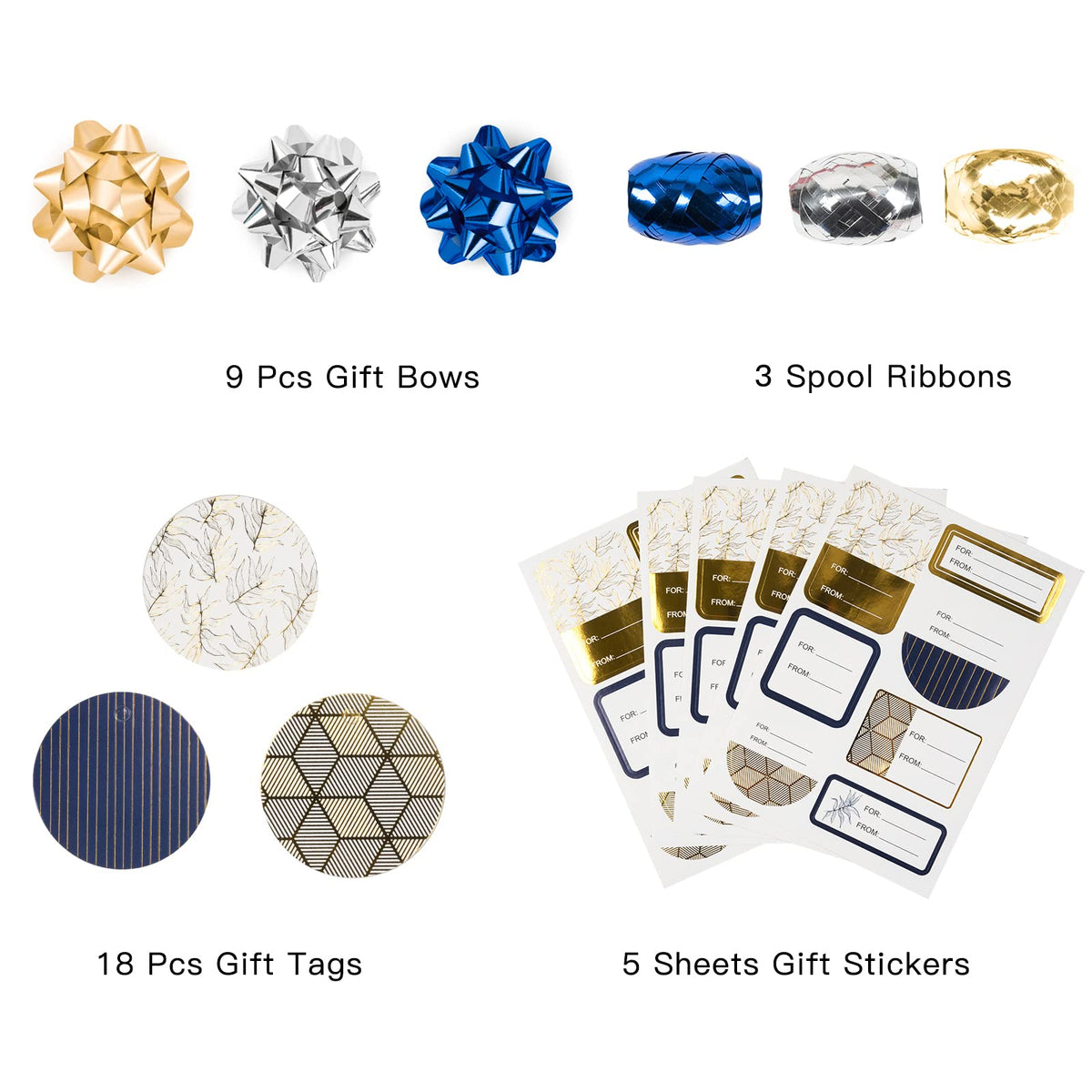 Christmas Wrapping Paper Rolls, Blue and Silver, 4 Rolls