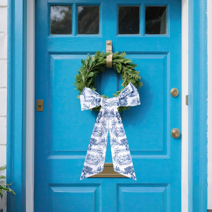 Blue French Toile Wreath Sash, Set of 2