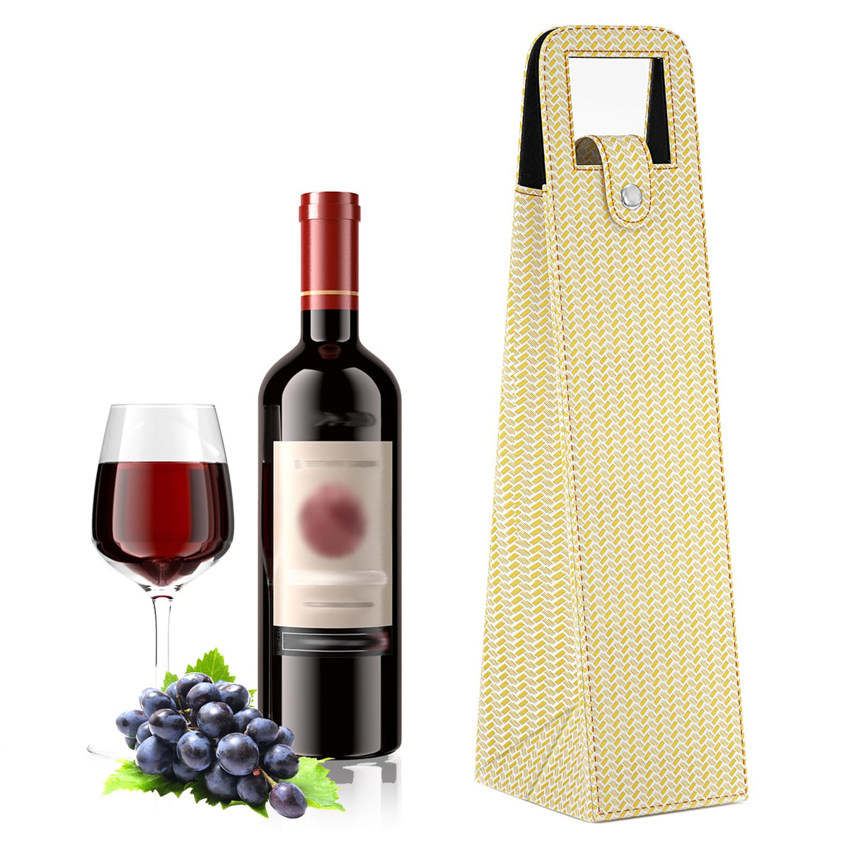 Blue Leather Wine Gift Bag