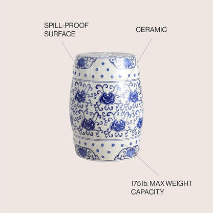 Jonathan Y Lotus Chinoiserie Garden Stool, 17.75"