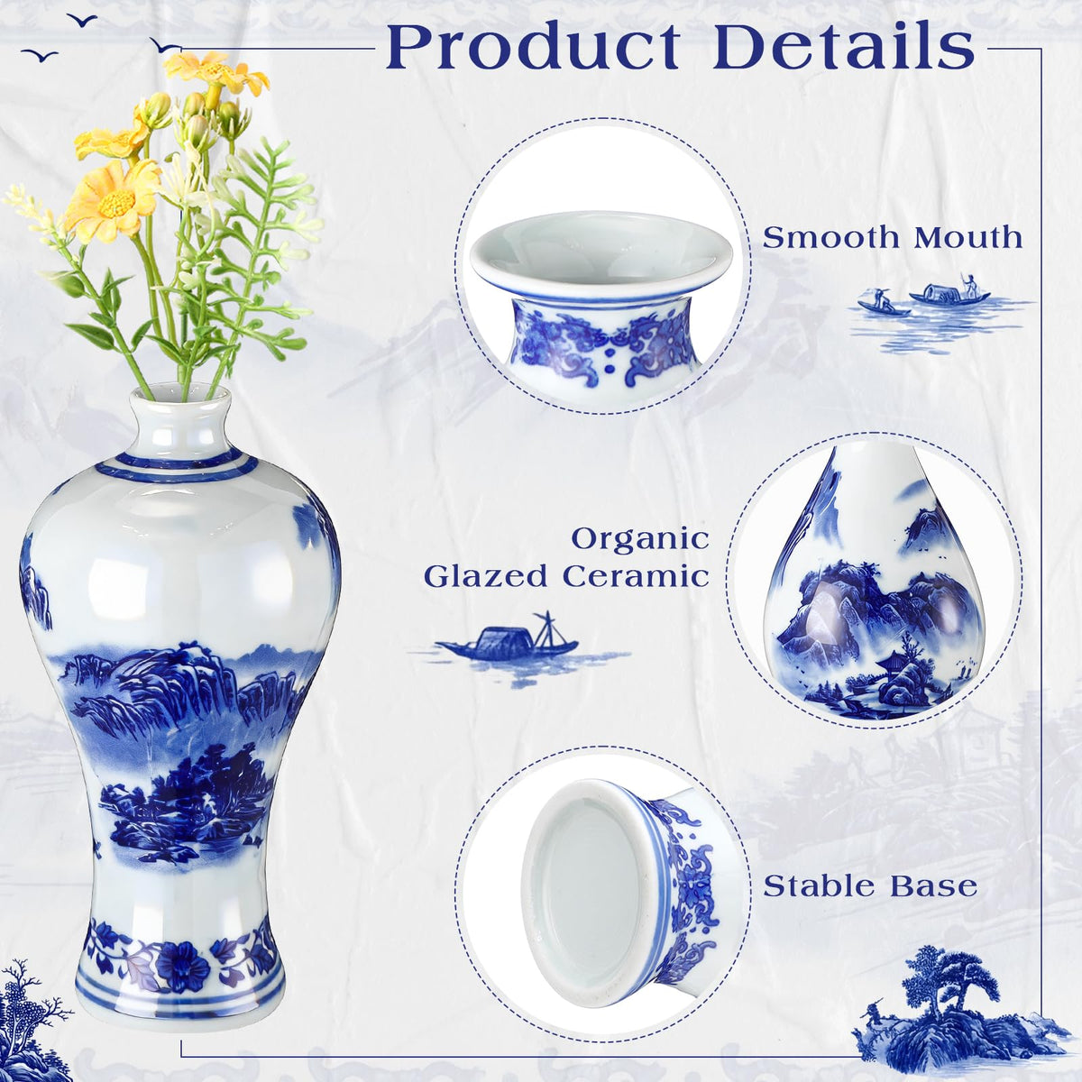 Mini Blue and White Chinoiserie Vases, Set of 12