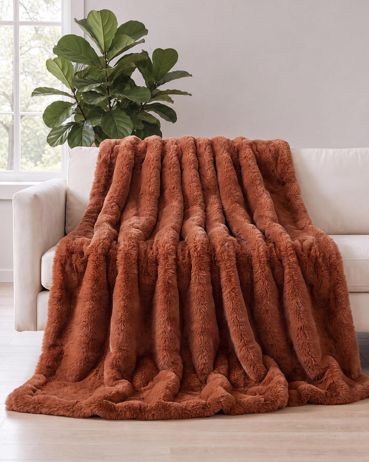 Faux Fur Bubble Throw Blanket, 50 x 60 Inch
