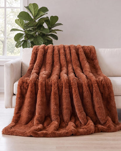 Faux Fur Bubble Throw Blanket, 50 x 60 Inch