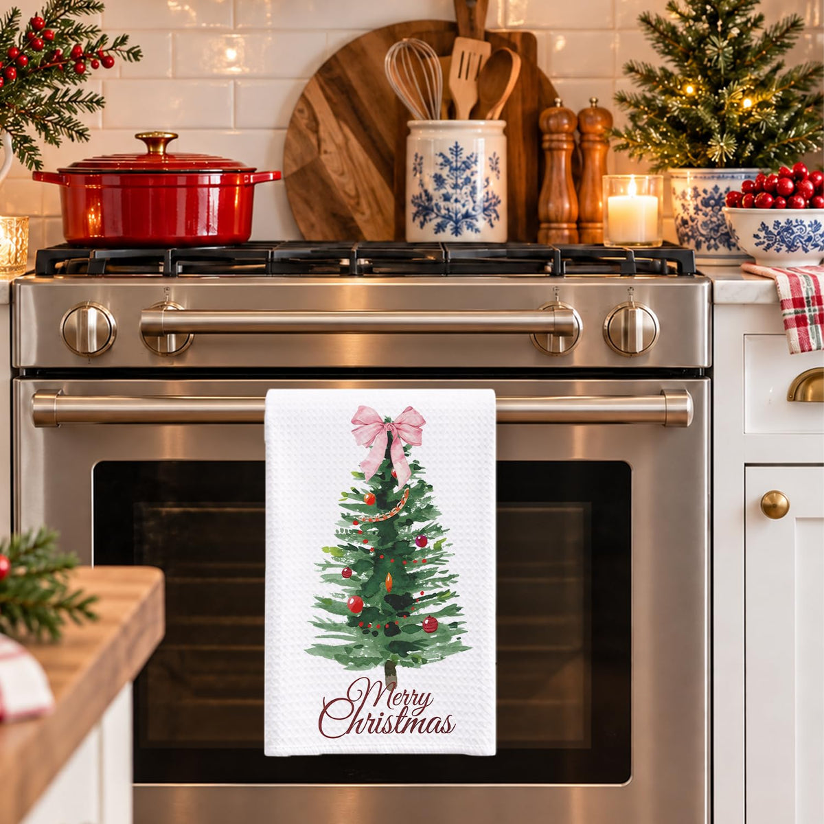 Chinoiserie Christmas Kitchen Hand Towels, 16x24 Inch