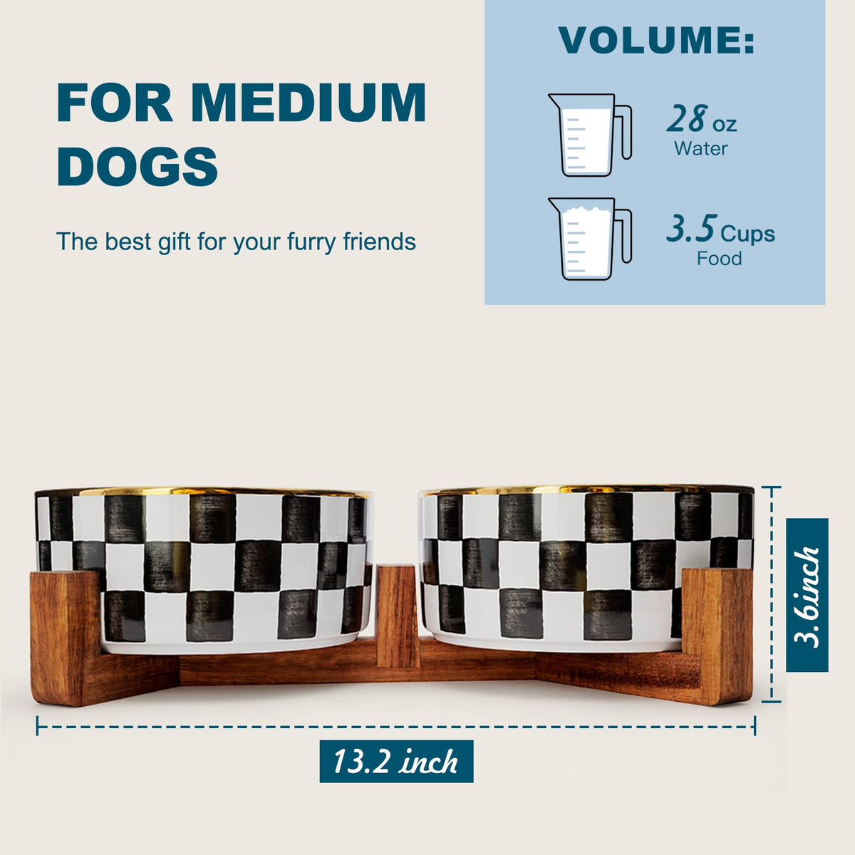 Blue and White Checkered Ceramic Dog Bowls