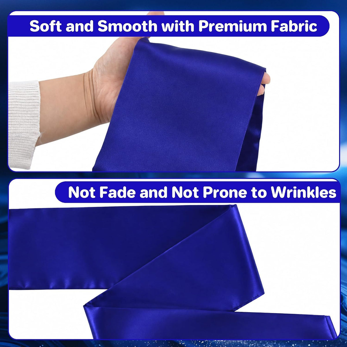 Royal Blue Satin Wreath Sash