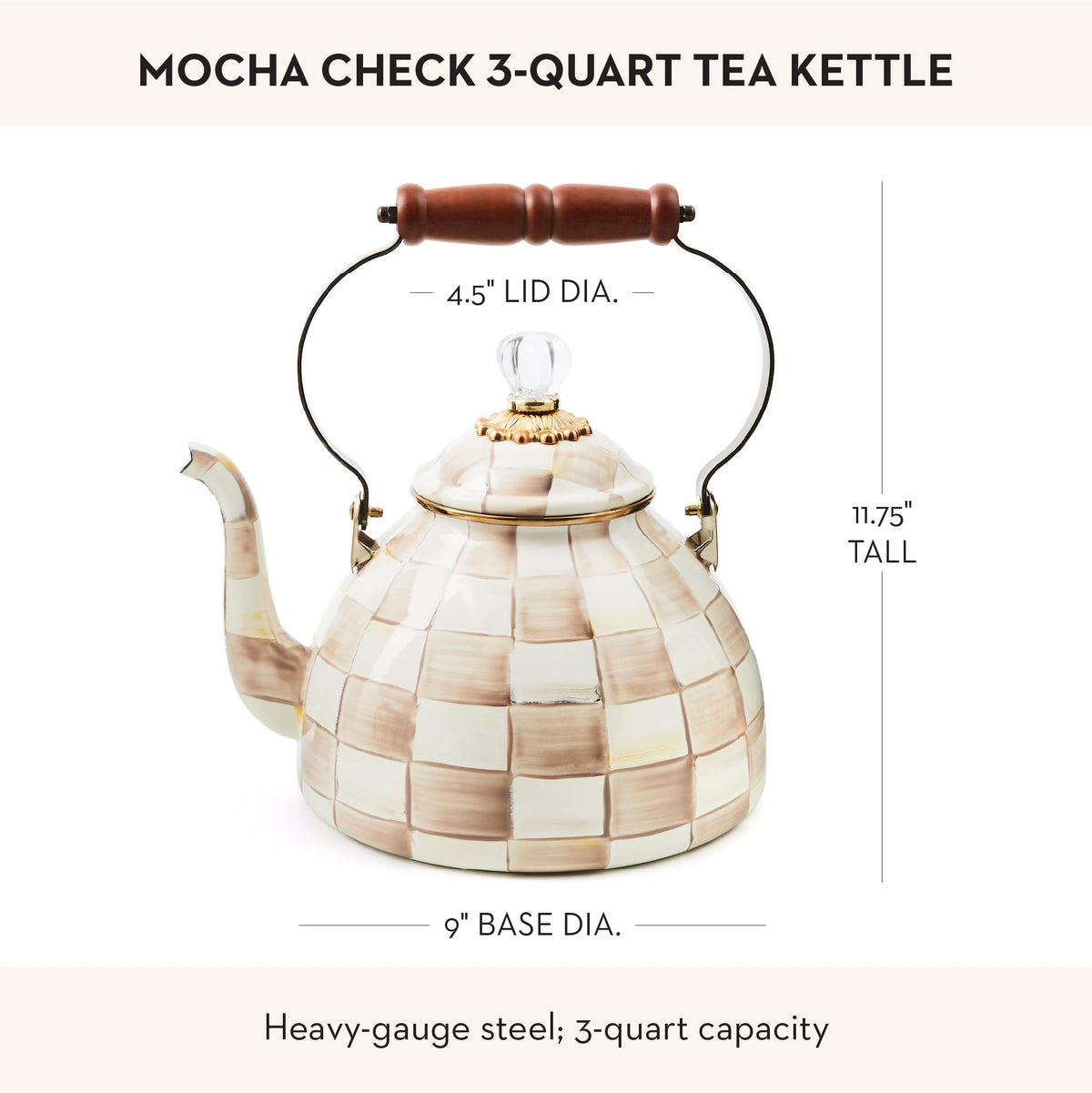 MacKenzie-Childs Enamel Tea Kettle, Royal Check