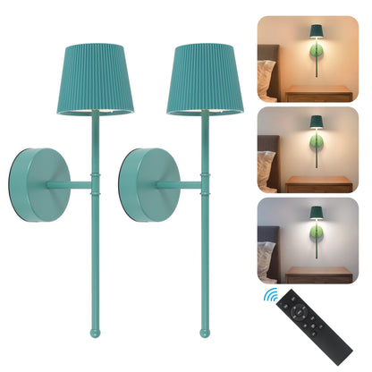 Blue Cordless Rechargeable Wall Sconces, Set of 2