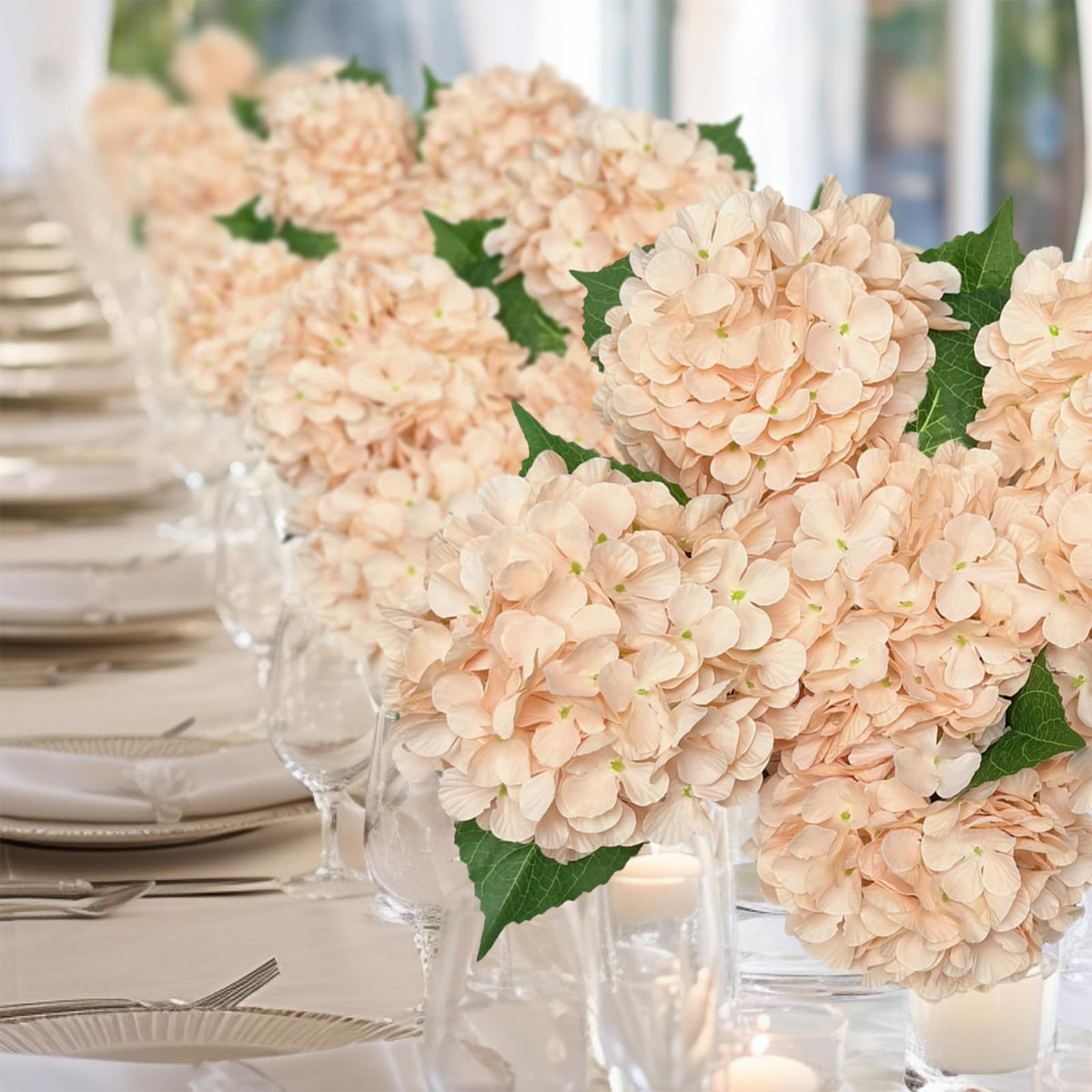 Blue Hydrangea Faux Flowers, 6 Stems