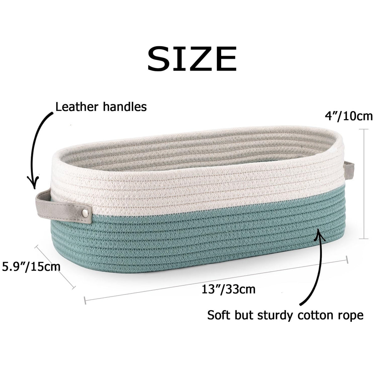 Woven Cotton Rope Toilet Tank Basket, Navy and White