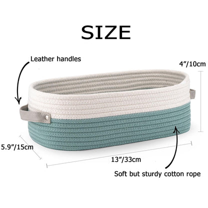 Woven Cotton Rope Toilet Tank Basket, Navy and White