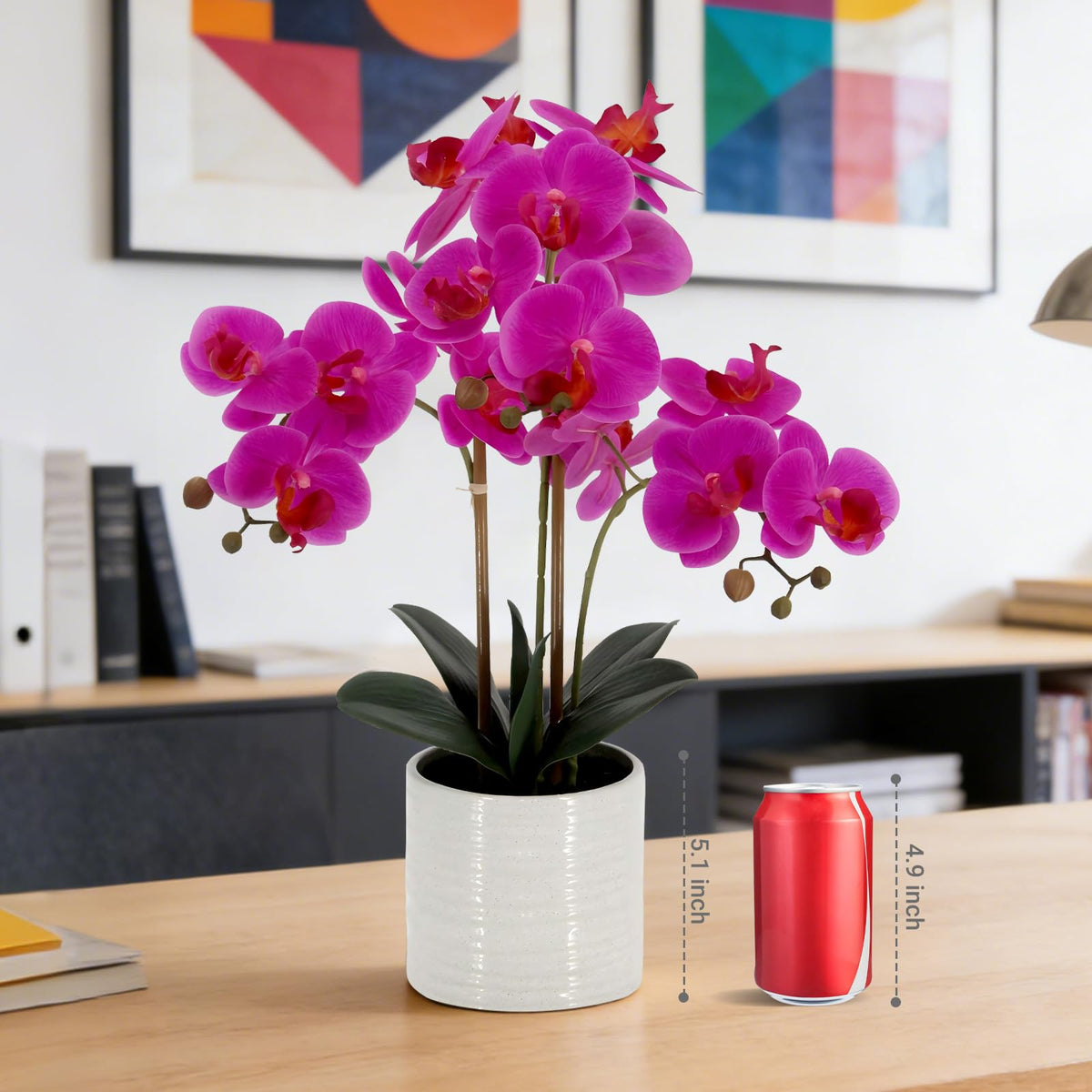 Faux White Orchid in Pot, 23 Inch