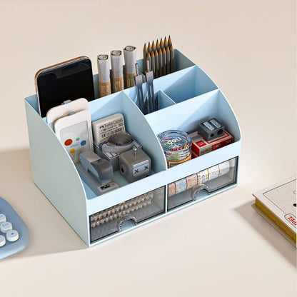 Blue Desk Organizer with 2 Drawers