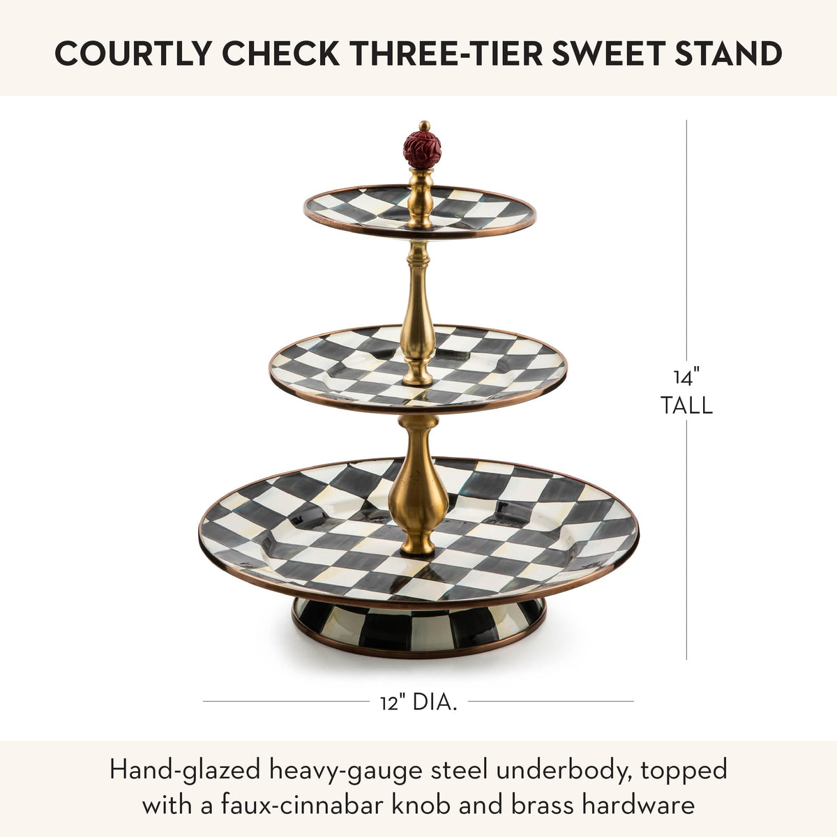 MacKenzie-Childs Two-Tier Sweet Stand, Royal Check