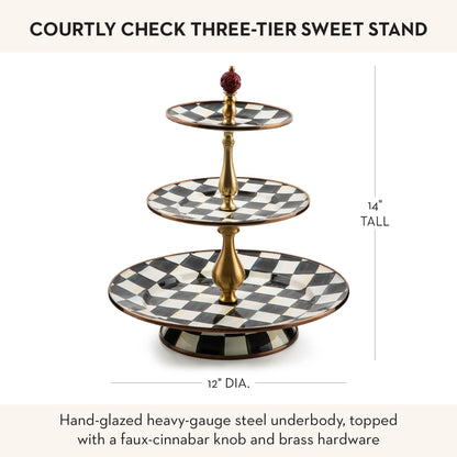 MacKenzie-Childs Two-Tier Sweet Stand, Royal Check