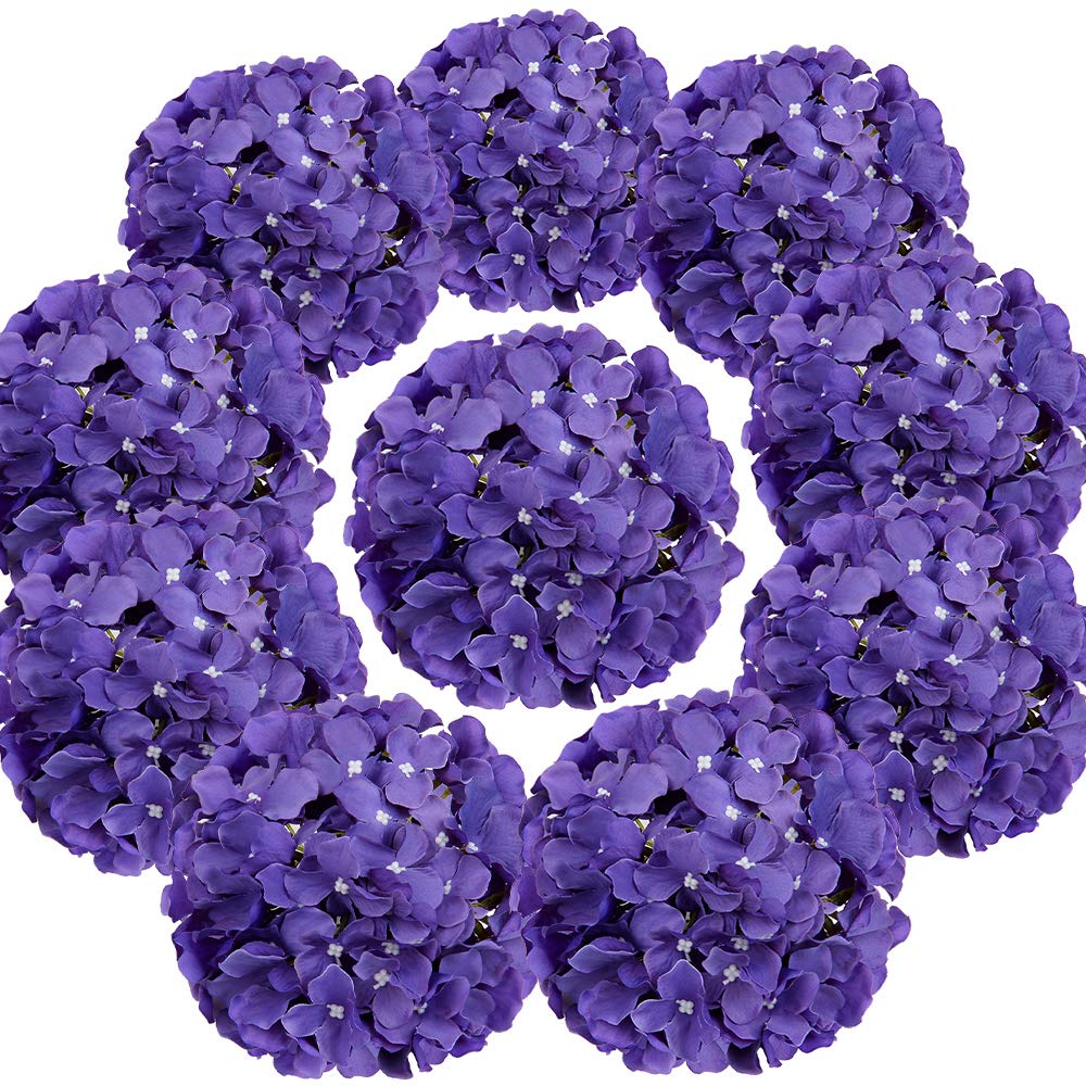 Silk Hydrangea Heads with Stems, Pack of 10