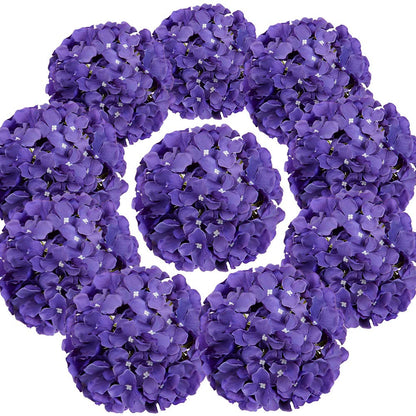 Silk Hydrangea Heads with Stems, Pack of 10