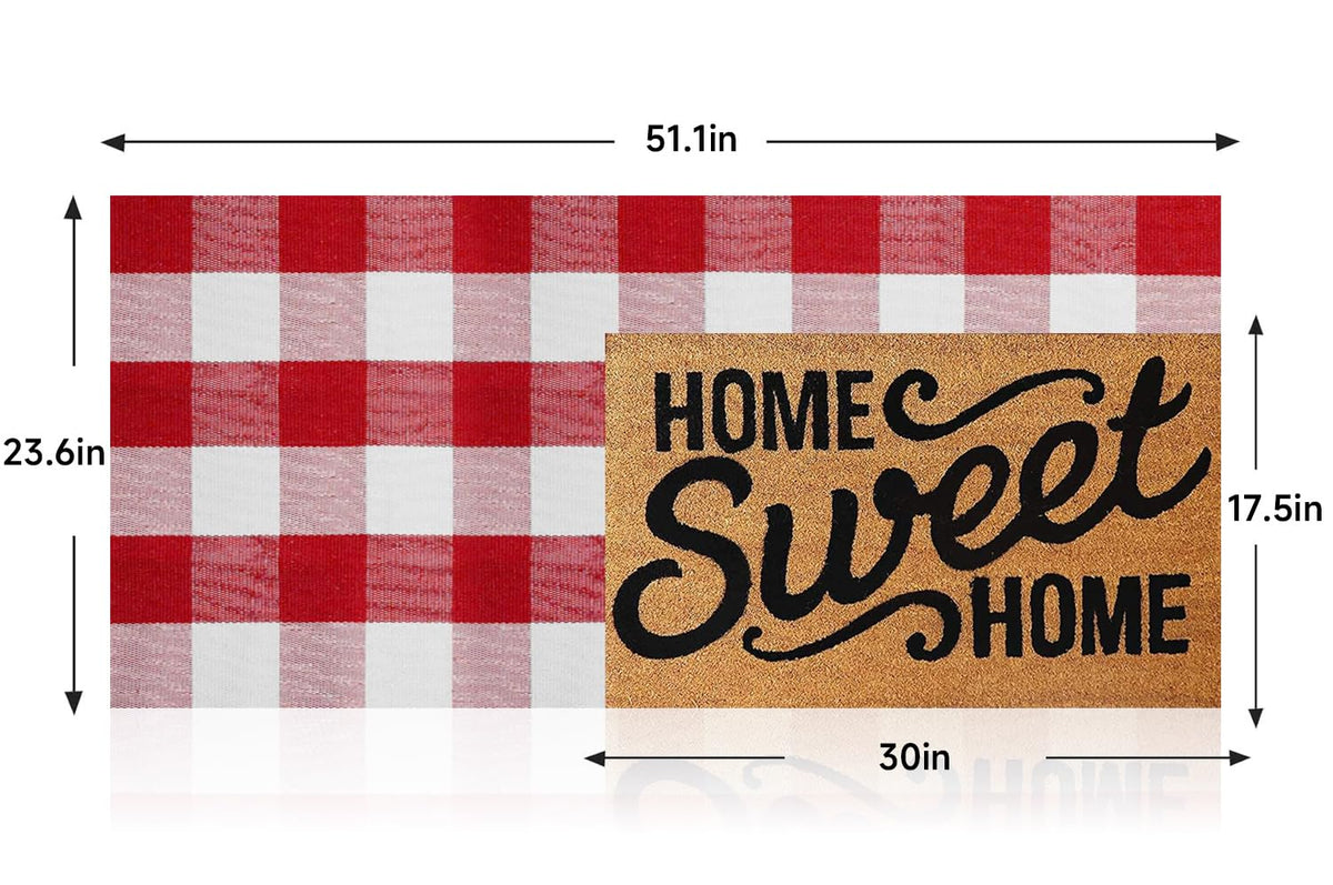 MUBIN Blue White Plaid Cotton Rug, 27.5x43