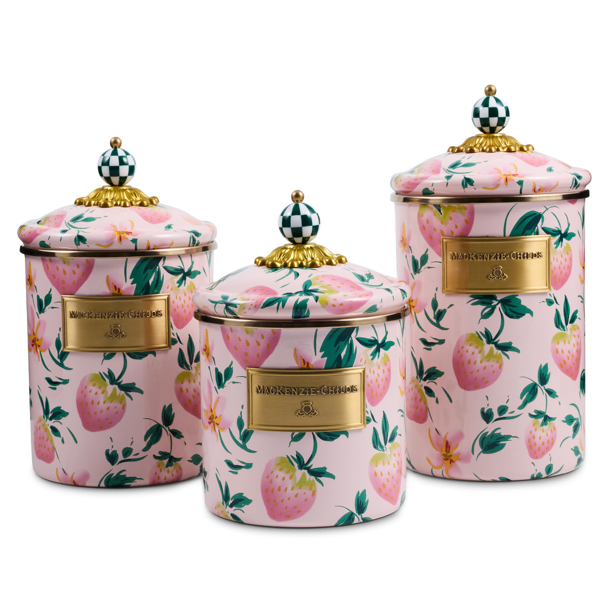 MacKenzie-Childs Enamel Canister Set, Royal Check