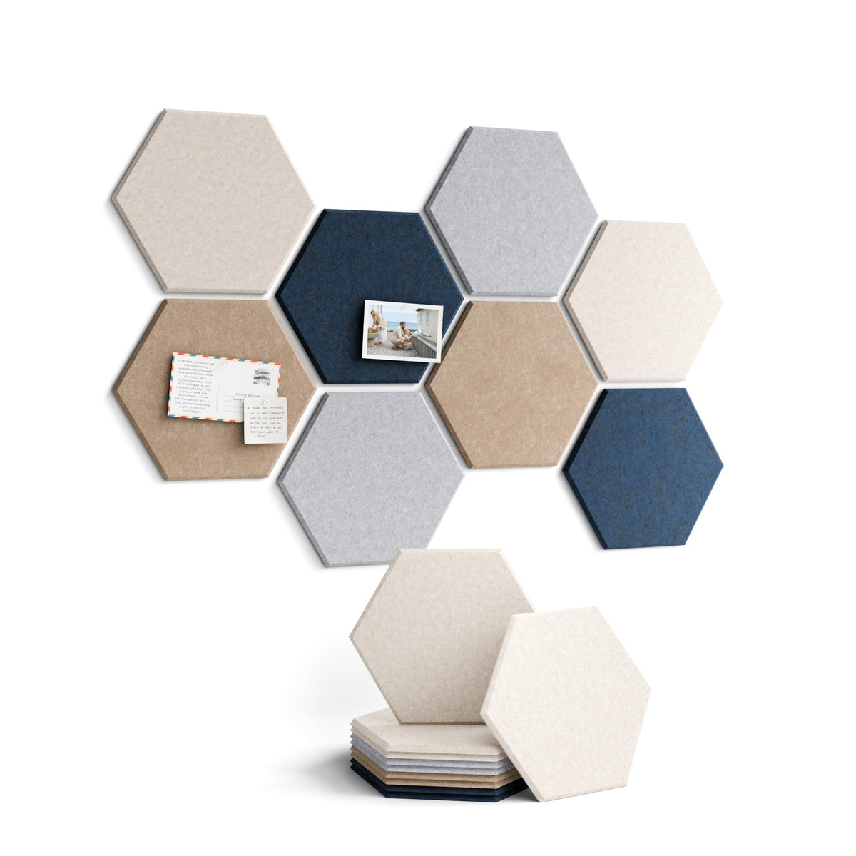 Blue Hexagon Felt Pin Board Tiles, 12 Pack
