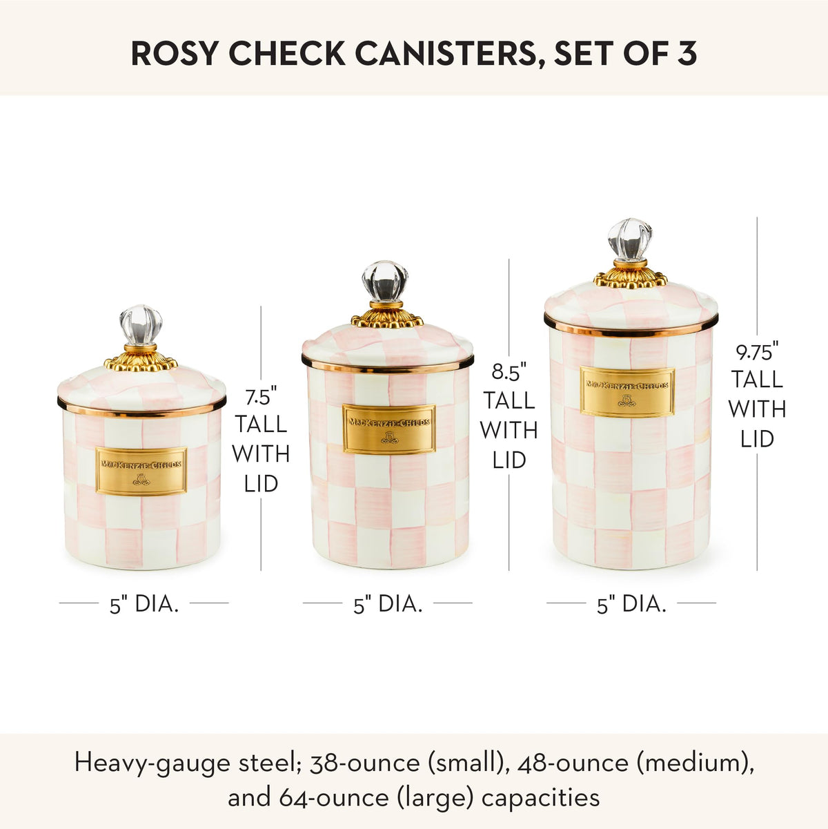 MacKenzie-Childs Enamel Canister Set, Royal Check