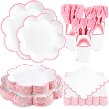 Blue and White Paper Tableware Set, Serves 50