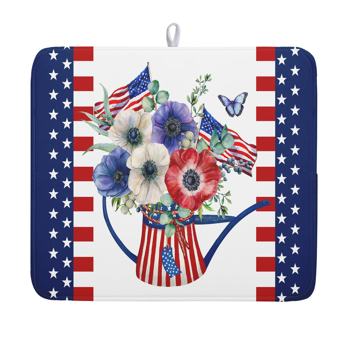 Blue Chinoiserie Floral Dish Drying Mat
