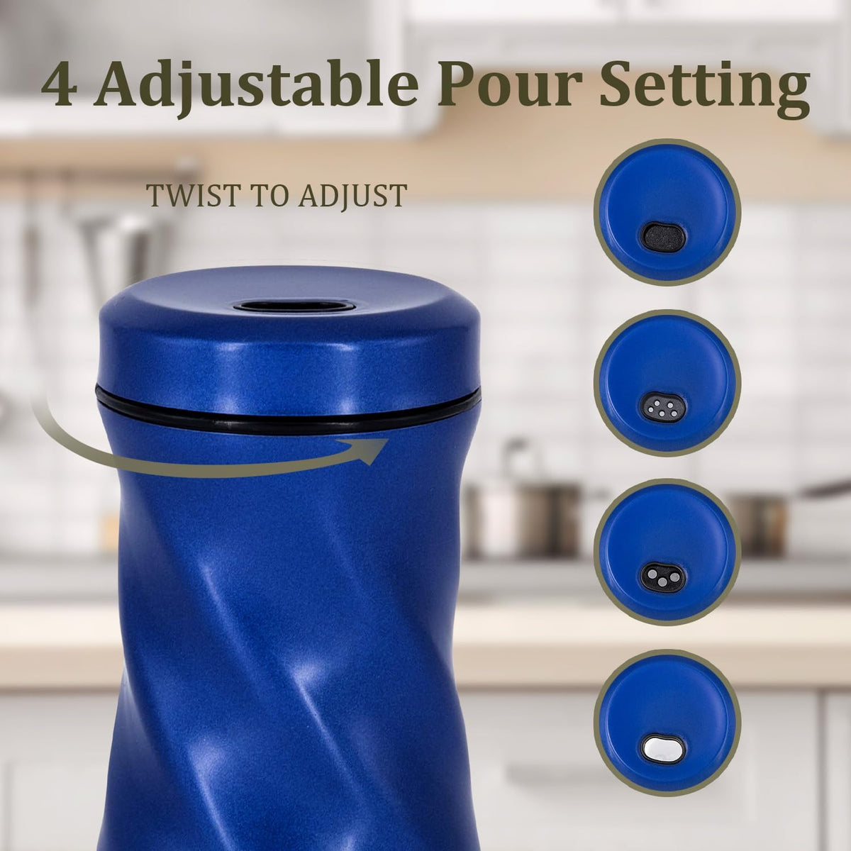 Glass Salt and Pepper Shakers, Adjustable, 4 oz, Set of 2